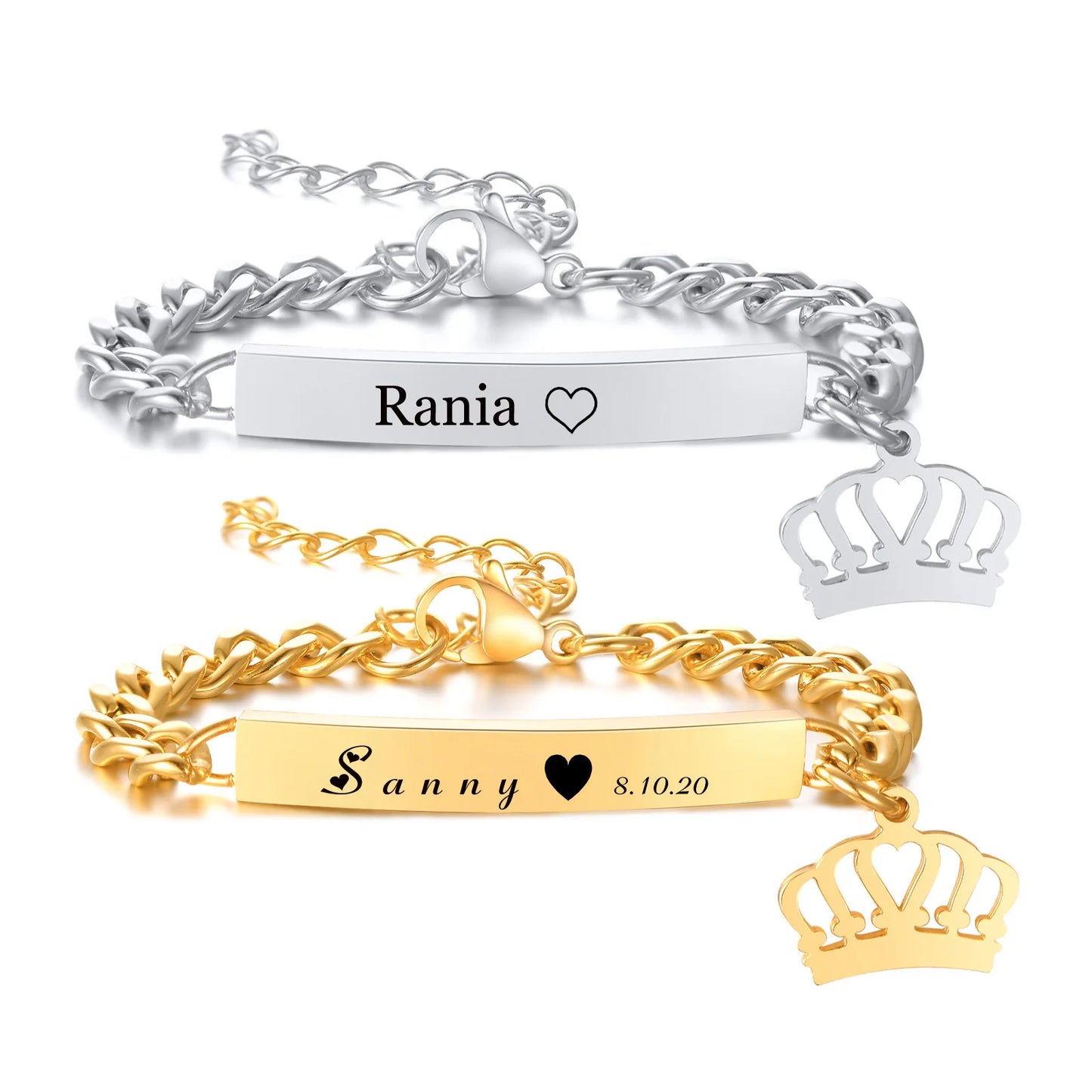 Custom Personalized Name ID Bracelet for Baby, Stainless Steel Curb Chain