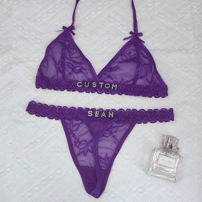 Custom Name Lingerie Lace Set, Bra & Thong