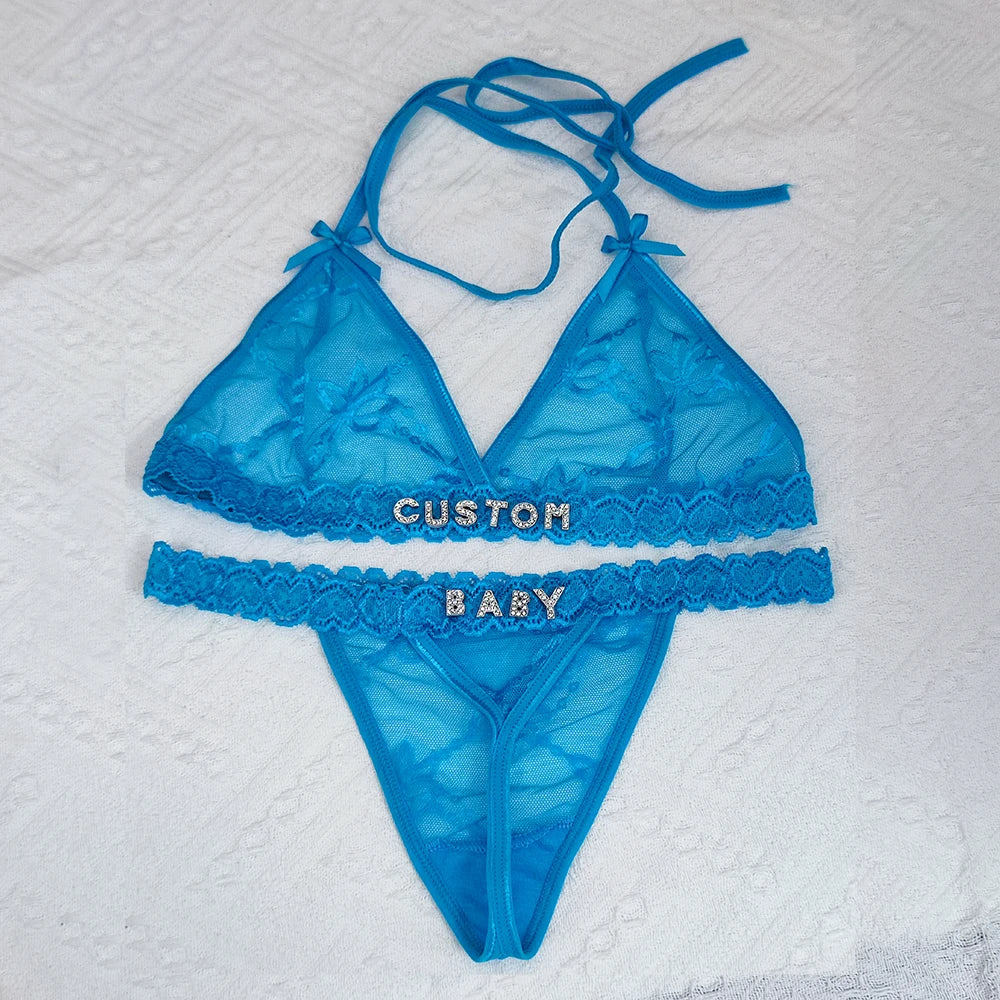 Custom Name Lingerie Lace Set, Bra & Thong