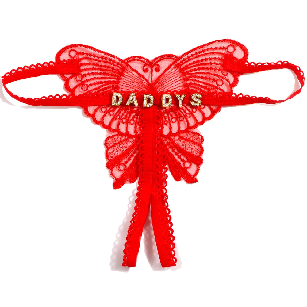 Butterfly Custom Name Lace Thong