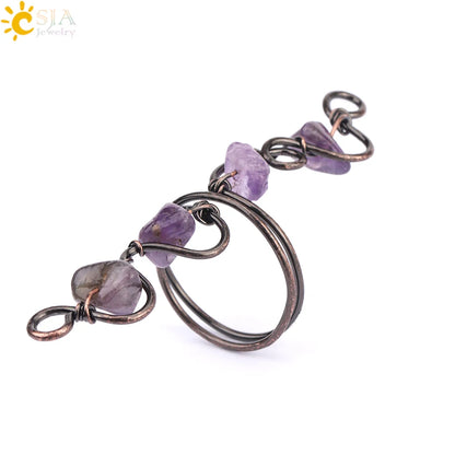 Chakra Crystal Stone Wire Wrapped Ring