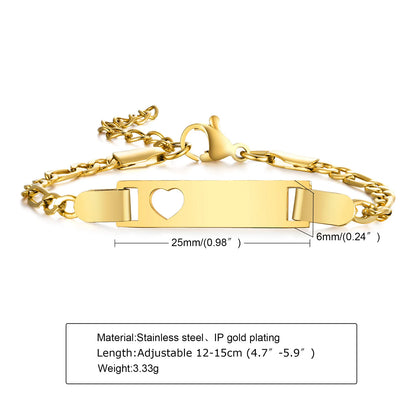 Custom Personalized Name ID Bracelet for Baby, Stainless Steel Curb Chain