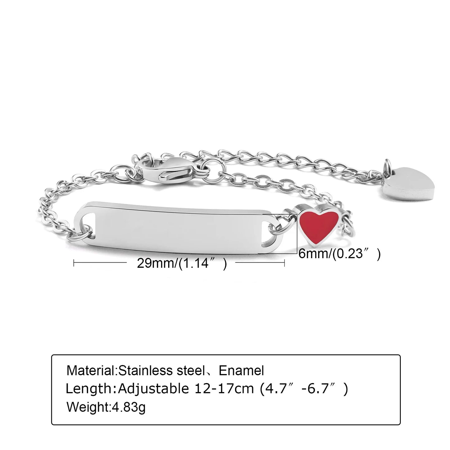 Custom Personalized Name ID Bracelet for Baby, Stainless Steel Curb Chain