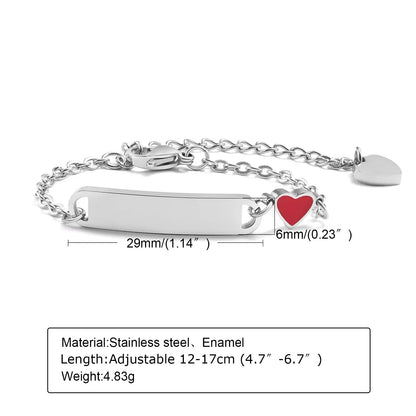 Custom Personalized Name ID Bracelet for Baby, Stainless Steel Curb Chain