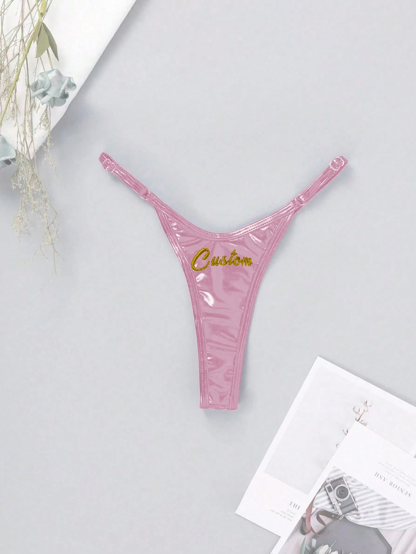 Goddess Custom Name Embroidered Thong