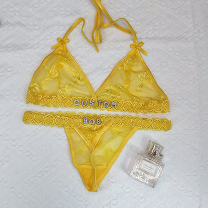 Custom Name Lingerie Lace Set, Bra & Thong