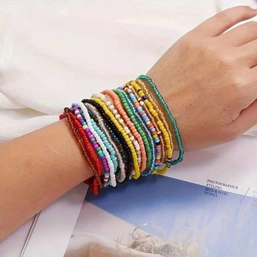 17pcs Beaded Boho Bracelet Set