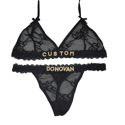 Custom Name Lingerie Lace Set, Bra & Thong