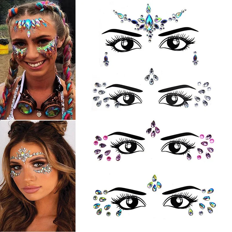 Rhinestone Face Stickers For Festivals Parties Stick On