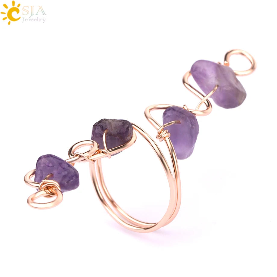 Chakra Crystal Stone Wire Wrapped Ring