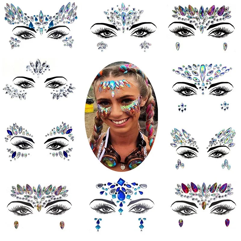 Rhinestone Face Stickers For Festivals Parties Stick On