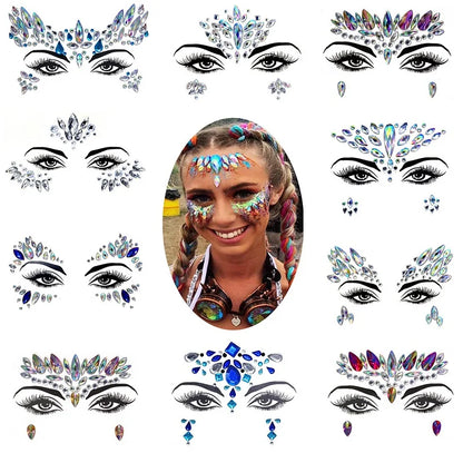 Rhinestone Face Stickers For Festivals Parties Stick On