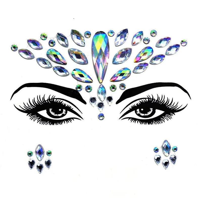 Rhinestone Face Stickers For Festivals Parties Stick On