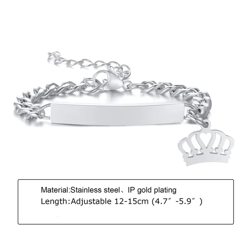 Custom Personalized Name ID Bracelet for Baby, Stainless Steel Curb Chain