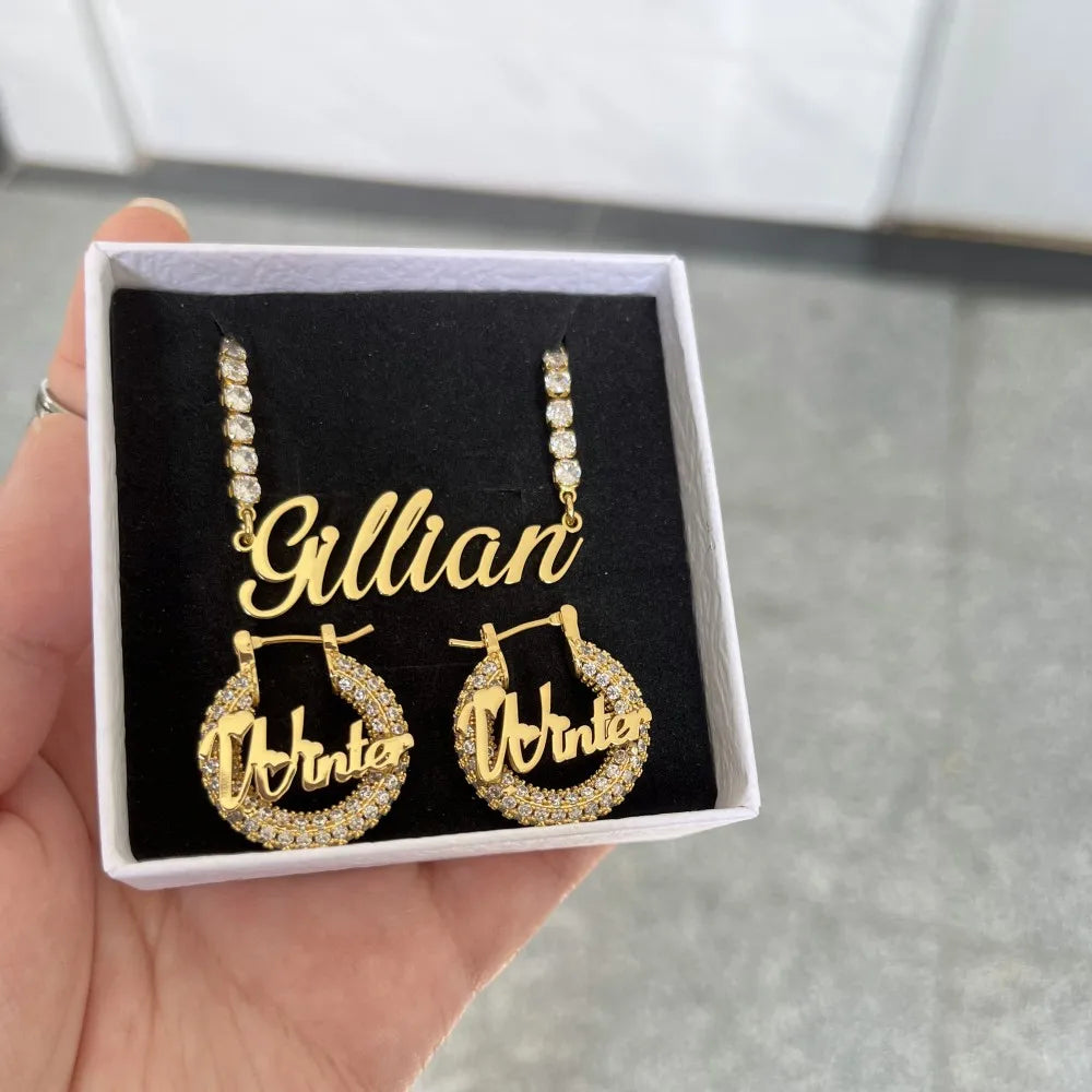 Personalized Name Stainless Steel Jewelry Set for Kids & Adults