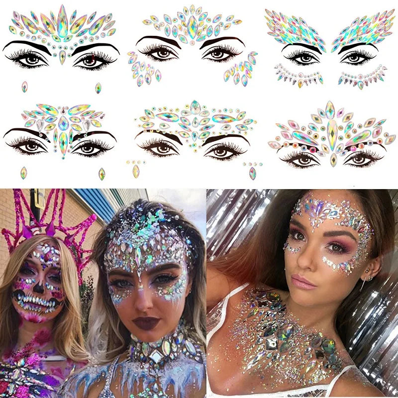 Rhinestone Face Stickers For Festivals Parties Stick On