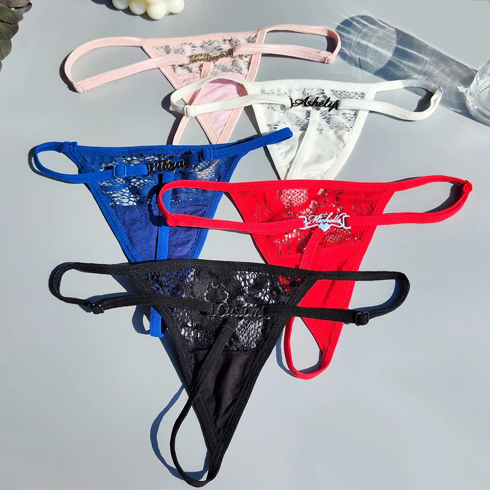 Sexy  Lace Custom Name T-Back Thong